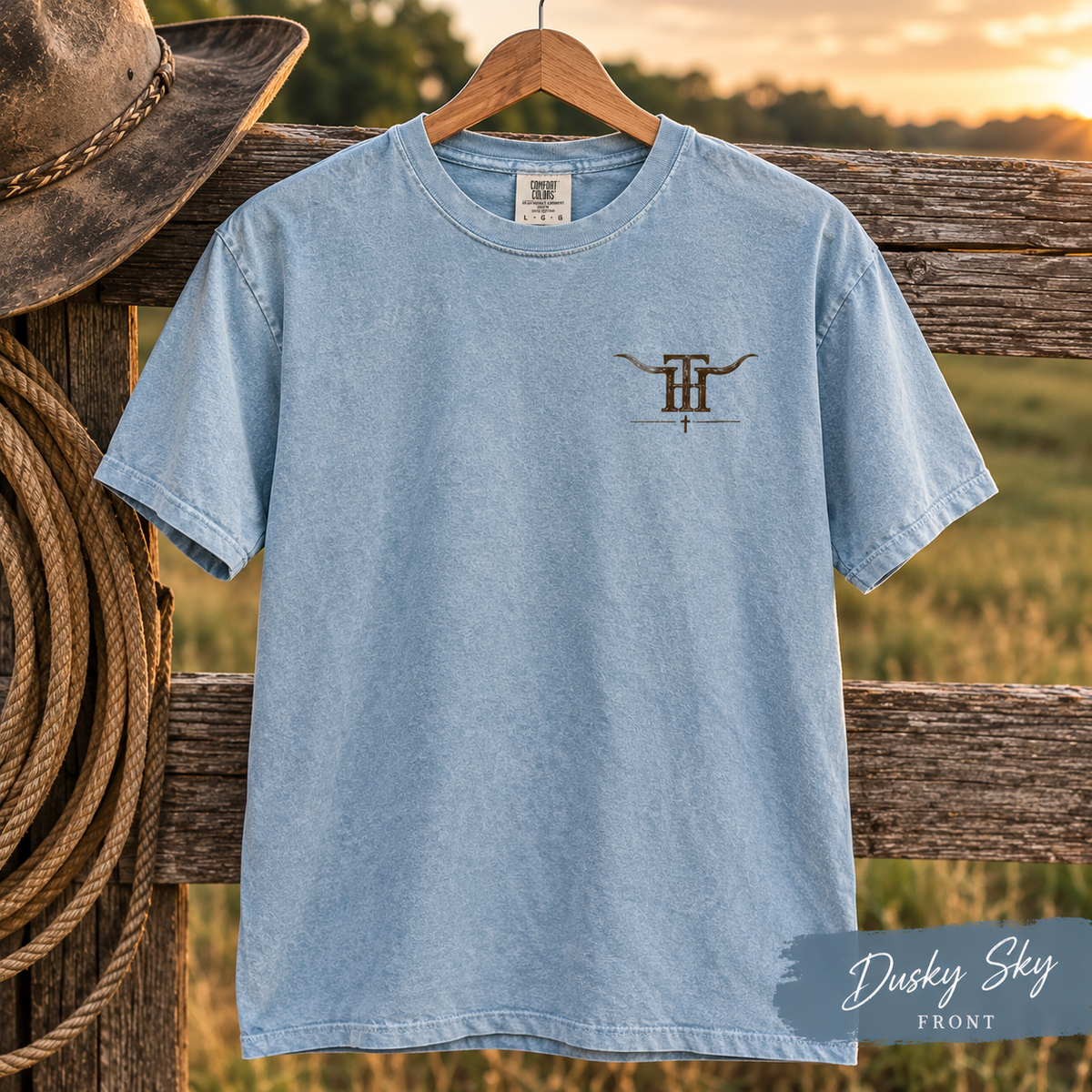 Dusky Sky Twin Horns Ranch Tee
