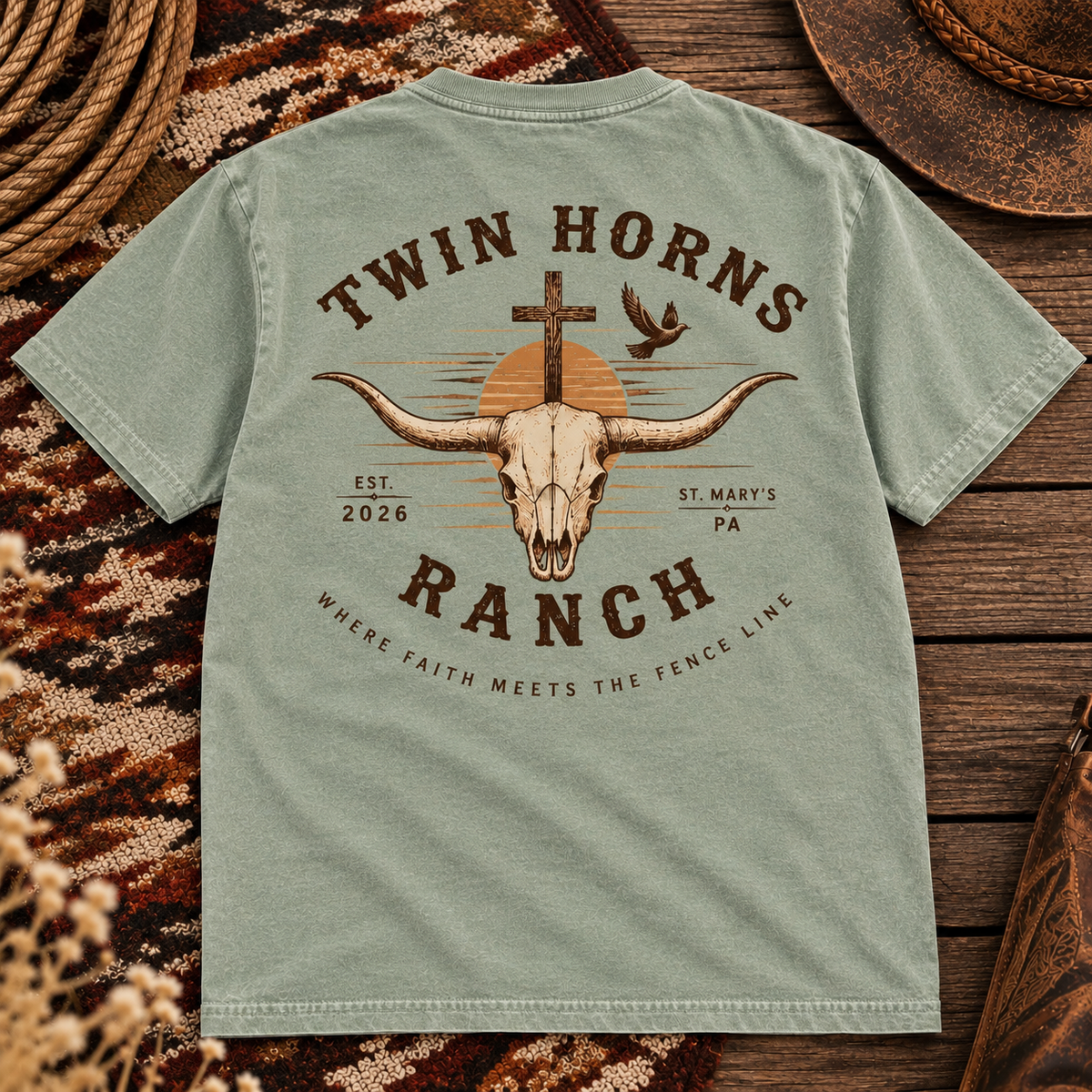 Sagebrush Twin Horns Ranch Tee