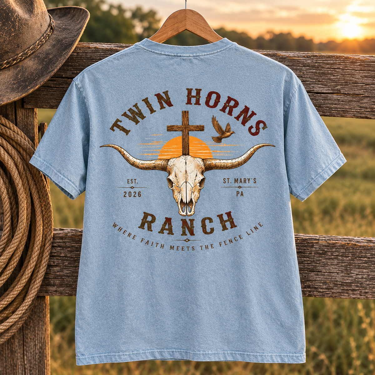 Dusky Sky Twin Horns Ranch Tee